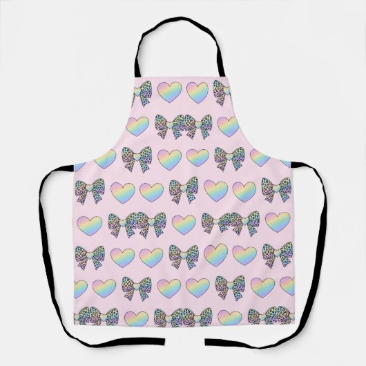  cute sweet rainbow hearts pastel gradient pattern schürze (Vorderseite)
