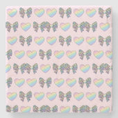  cute sweet rainbow hearts pastel gradient pattern steinuntersetzer (Vorderseite)