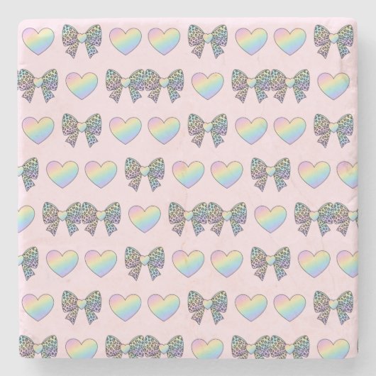  cute sweet rainbow hearts pastel gradient pattern steinuntersetzer (Vorderseite)