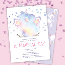 Cute Sweet Rainbow Unicorn Girl's Birthday Party