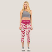 Cute Sweet Red Pink Heart Capri Leggings (Vorderseite)