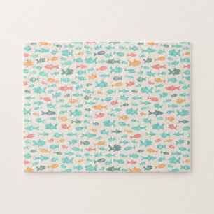 Cute Swimming Fish Nautical Sea Schwierit Pattern Puzzle