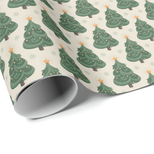 Cute Swirly Christmas Tree Pattern Geschenkpapier (Rolleneckpunkt)