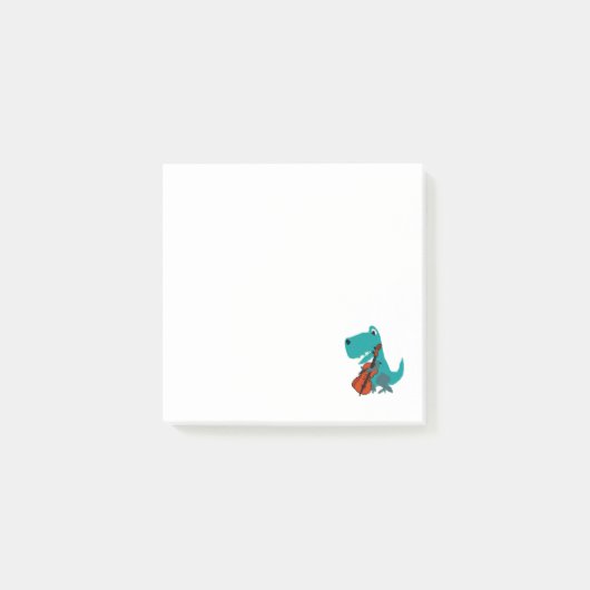 Cute T-rex Dinosaur Playing Cello Music Post-it Klebezettel (Vorderseite)