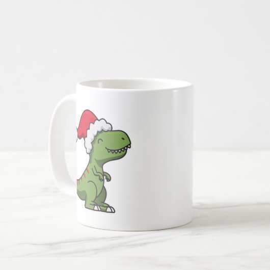 Cute T-Rex in Santa Hat – Christmas Dino Kaffeetasse (Vorderseite Links)
