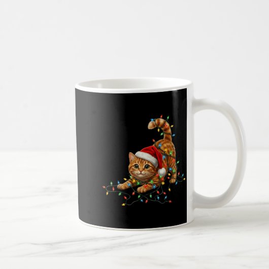 Cute Tabby Cat Christmas Funny Lights Xmas Cat In  Kaffeetasse (Rechts)