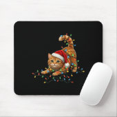Cute Tabby Cat Christmas Funny Lights Xmas Cat In Mousepad (Mit Mouse)