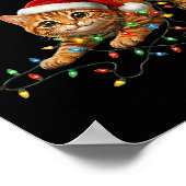 Cute Tabby Cat Christmas Funny Lights Xmas Cat In  Poster (Ecke)