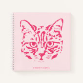Cute Tabby Cat Face Pink and Red Notizblock (Vorderseite)