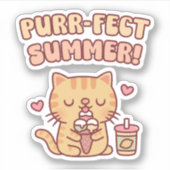 Cute Tabby Cat Loves Eating Ice Aufkleber (Vorderseite)