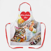 Cute Tabby Cat Merry Cats Christmas Mothers Schürze (Vorderseite)