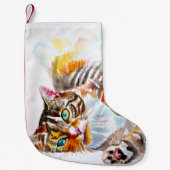 Cute Tabby Cat Merry Cats Christmas Stocking Kleiner Weihnachtsstrumpf (Vorderseite)