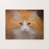 Cute Tabby Cat Orange White Fluffy Beautiful Puzzle (Horizontal)
