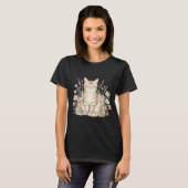 Cute Tabby Cat Whimsical Floral Watercolor Tee (Vorne ganz)