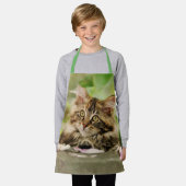 Cute Tabby Maine Coon Cat Kitten Fluffy Head Foto Schürze (Getragen)