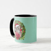 Cute Tabby Wreath Christmas Tasse (Vorderseite Links)