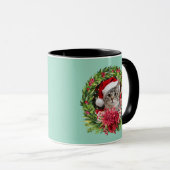 Cute Tabby Wreath Christmas Tasse (VorderseiteRechts)
