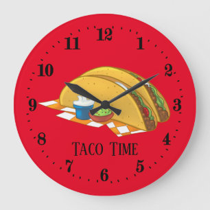 Cute taco time decor kitchen große wanduhr
