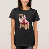 Cute Tan Pug Santa Hat Image Christmas Red Sweater T-Shirt (Vorderseite)