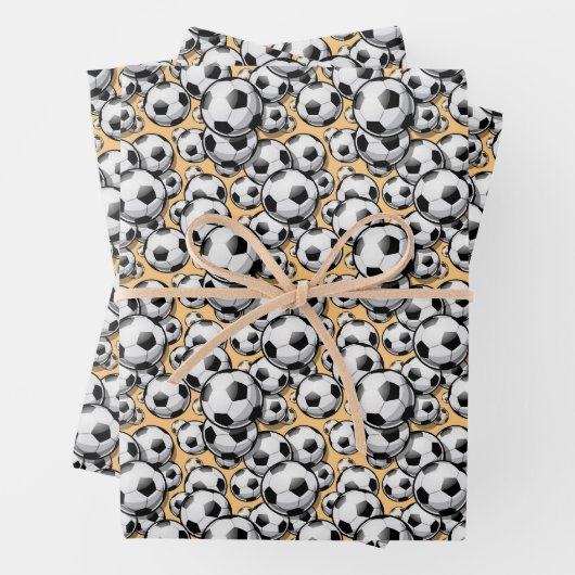 cute tan Soccer ball sports pattern Geschenkpapier Set (Beispiel)