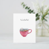 Cute Tea Bag Illustration Cup Of Tea Support Card Postkarte (Stehend Vorderseite)