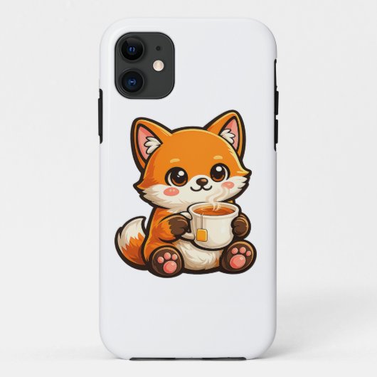 Cute Tea Fox Illustration – Cozy Fox Drinking Tea Case-Mate iPhone Hülle (Rückseite)