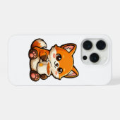 Cute Tea Fox Illustration – Cozy Fox Drinking Tea iPhone Hülle (Rückseite (Horizontal))