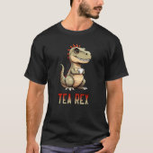 Cute Tea Rex Dinosaur Drinking Tea T-Shirt (Vorderseite)