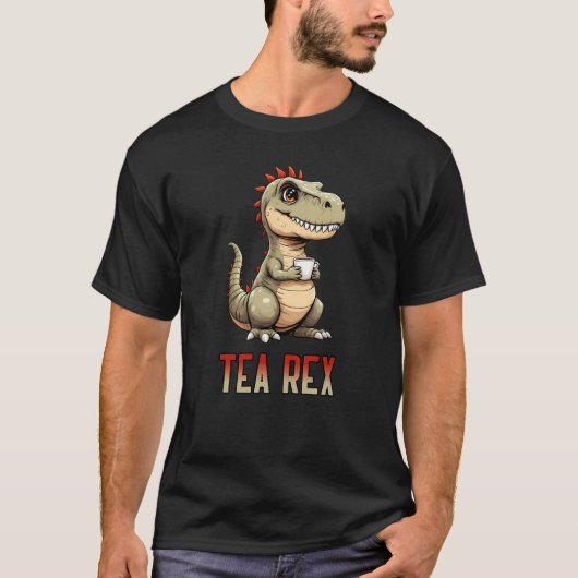 Cute Tea Rex Dinosaur Drinking Tea T-Shirt (Vorderseite)