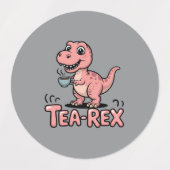 Cute Tea-Rex Pink Dinosaur – Sip Happens! Etiketten (Design 2)