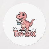 Cute Tea-Rex Pink Dinosaur – Sip Happens! Etiketten (Design 1)