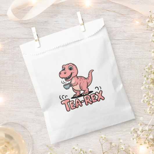 Cute Tea-Rex Pink Dinosaur – Sip Happens! Geschenktütchen (Ausgeschnitten)