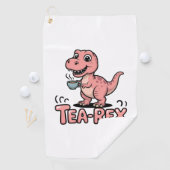 Cute Tea-Rex Pink Dinosaur – Sip Happens! Golfhandtuch (Insitu)