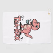 Cute Tea-Rex Pink Dinosaur – Sip Happens! Golfhandtuch (Horizontal)