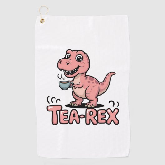 Cute Tea-Rex Pink Dinosaur – Sip Happens! Golfhandtuch (Vorderseite)
