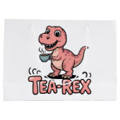 Cute Tea-Rex Pink Dinosaur – Sip Happens! Große Geschenktüte (Rückseite)