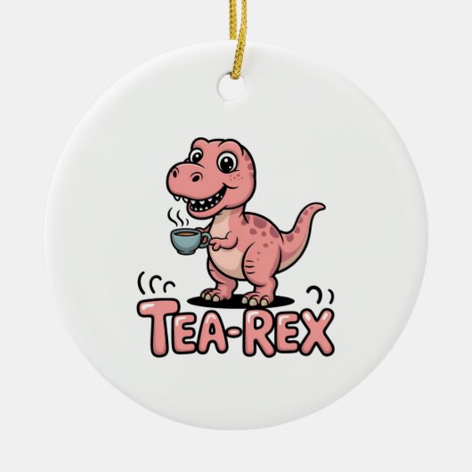 Cute Tea-Rex Pink Dinosaur – Sip Happens! Keramik Ornament (Vorne)