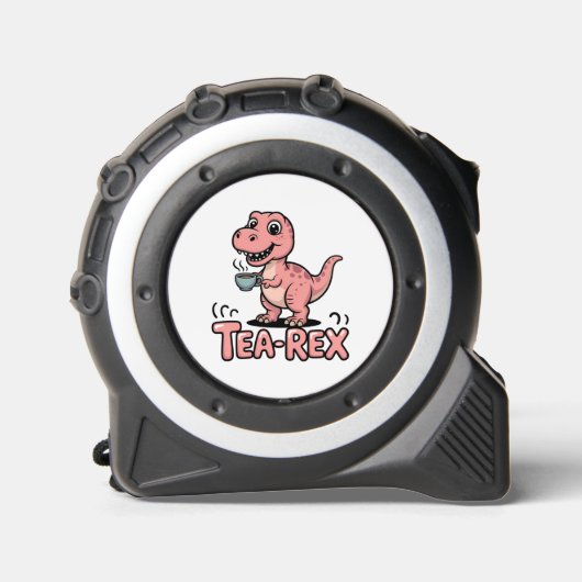 Cute Tea-Rex Pink Dinosaur – Sip Happens! Maßband (Vorderseite)
