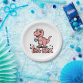 Cute Tea-Rex Pink Dinosaur – Sip Happens! Pappteller (Party)