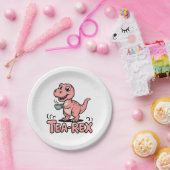 Cute Tea-Rex Pink Dinosaur – Sip Happens! Pappteller (Party)