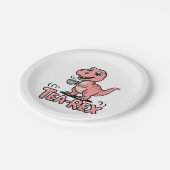 Cute Tea-Rex Pink Dinosaur – Sip Happens! Pappteller (Schrägansicht)