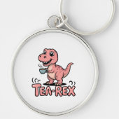 Cute Tea-Rex Pink Dinosaur – Sip Happens! Schlüsselanhänger (Vorne)