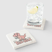 Cute Tea-Rex Pink Dinosaur – Sip Happens! Steinuntersetzer (Seitenansicht)