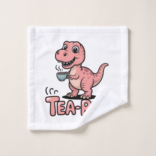 Cute Tea-Rex Pink Dinosaur – Sip Happens! Waschlappen (Waschlappen)