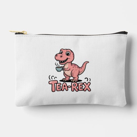 Cute Tea-Rex Pink Dinosaur – Sip Happens! Zubehörtasche (Vorderseite)