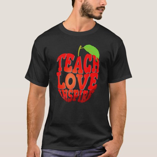 Cute Teach Love Inspire Apple Teacher Student Back T-Shirt (Vorderseite)