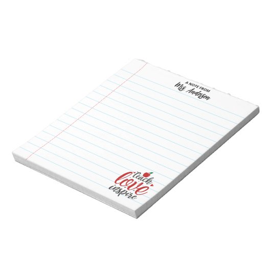 Cute Teach Love Inspire Teacher Appreciation Notizblock (Rotiert)
