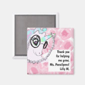 Cute Teacher Appreption Unicorn Thank You Magnet (Vorderseite/Rückseite)