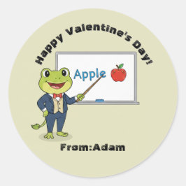 Cute teacher frog Valentine Runder Aufkleber
