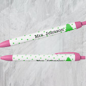 Cute Teacher Name, Green Polka Dots, Tree Kugelschreiber